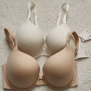 NWT Bundle (2) Auden Light Lift Plunge Bras Size 34DD Beige Cream
